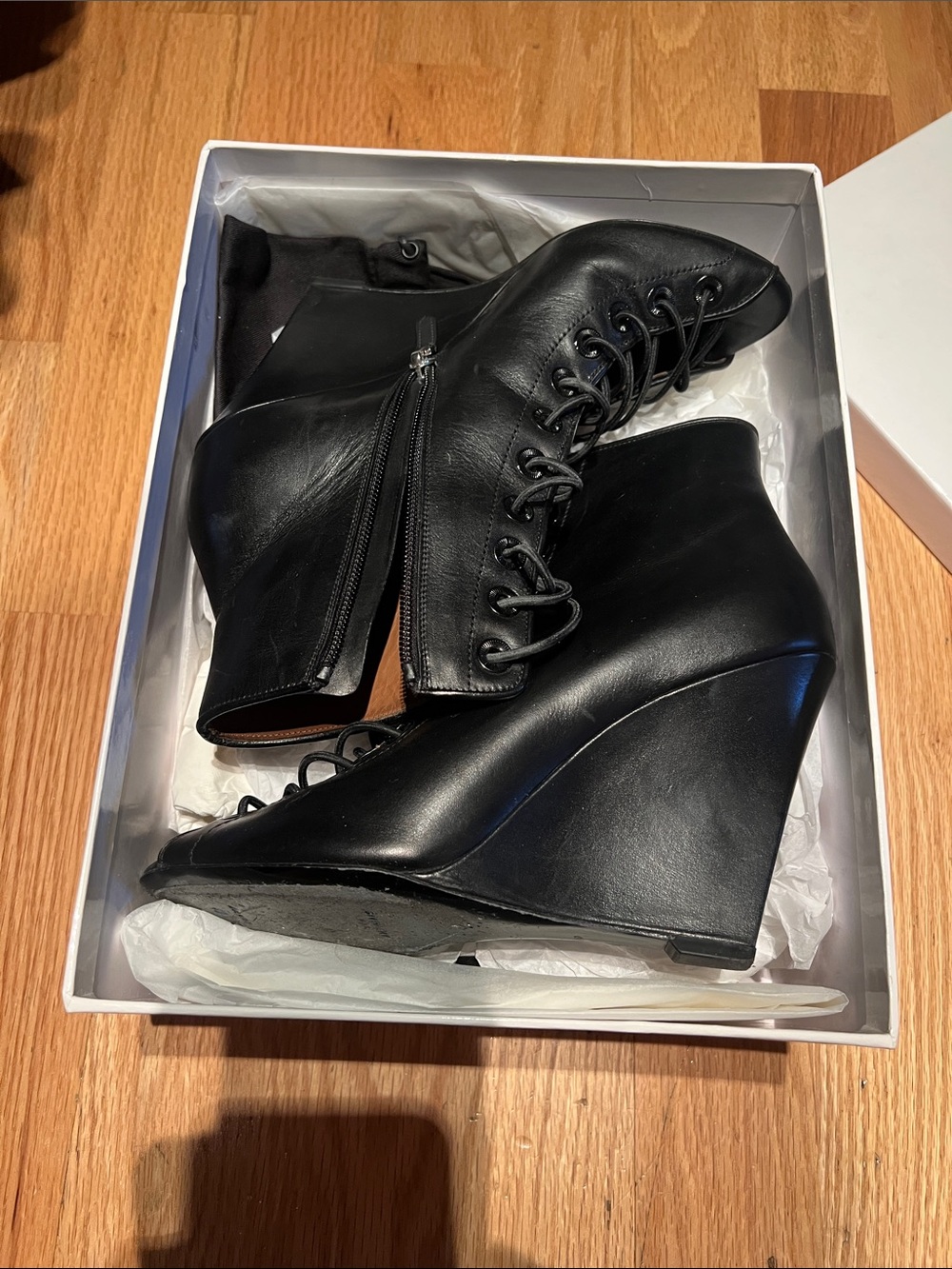 Givenchy Black Lace-Up Peep-Toe Stiletto Heel